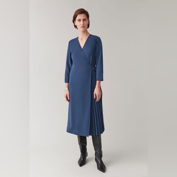 COS Pleated Front Wrap Dress Size 38 / US 8 - Picture 5 of 13